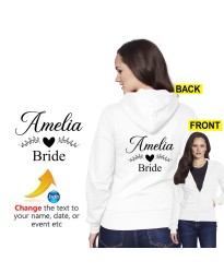 Personalised Bride With Custom Name Bridal Shower Printed Adult Unisex Hooded Sweatshirt